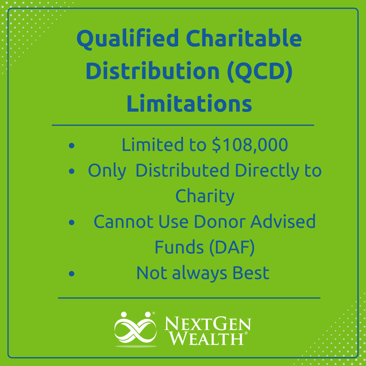 Qualified Charitable Distribution QCD Limitations